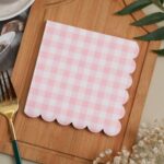 Printed Patterns Lace-Edged Pink Plaid Napkins