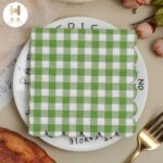 Printed Patterns Lace-Edged Green Plaid Napkins