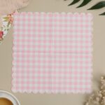 Printed Patterns Lace-Edged Pink Plaid Napkins