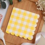 Printed Patterns Lace-Edged Yellow Plaid Napkins