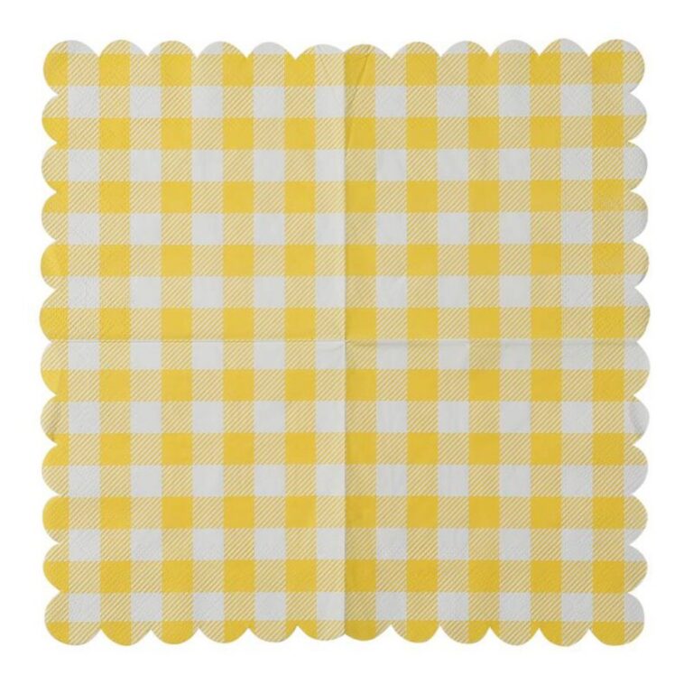 Printed Patterns Lace-Edged Yellow Plaid Napkins