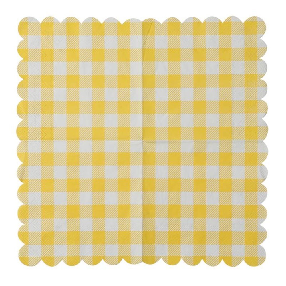 Printed Patterns Lace-Edged Yellow Plaid Napkins