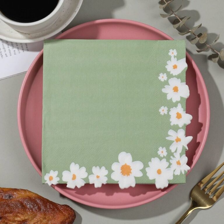Natural Style Solid-Color Napkins with Daisy Print