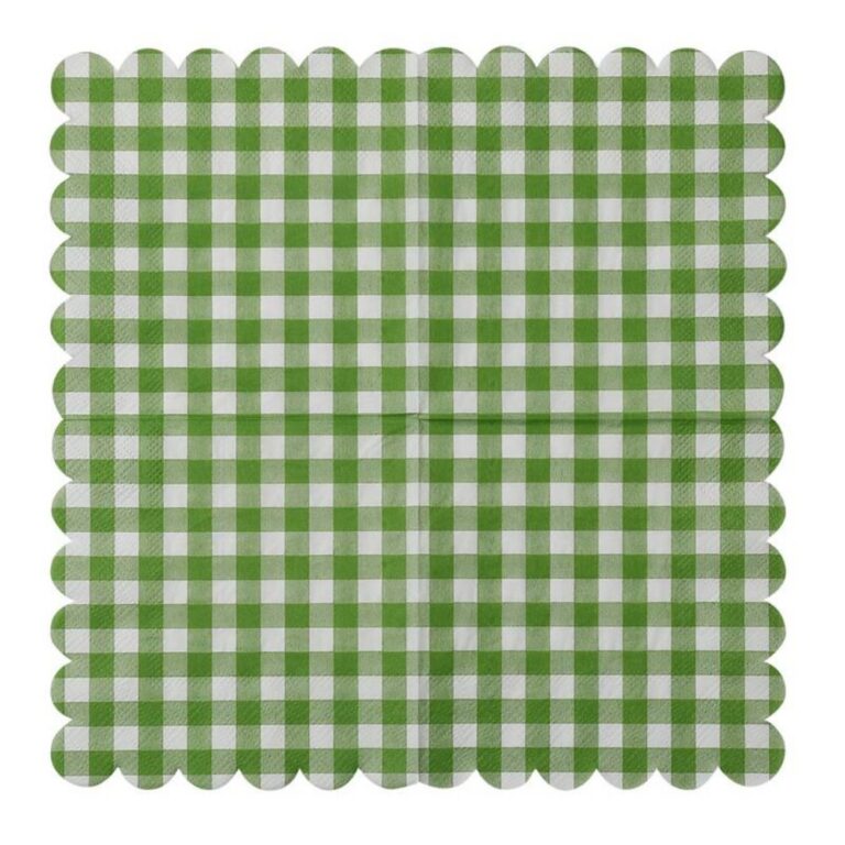 Printed Patterns Lace-Edged Green Plaid Napkins