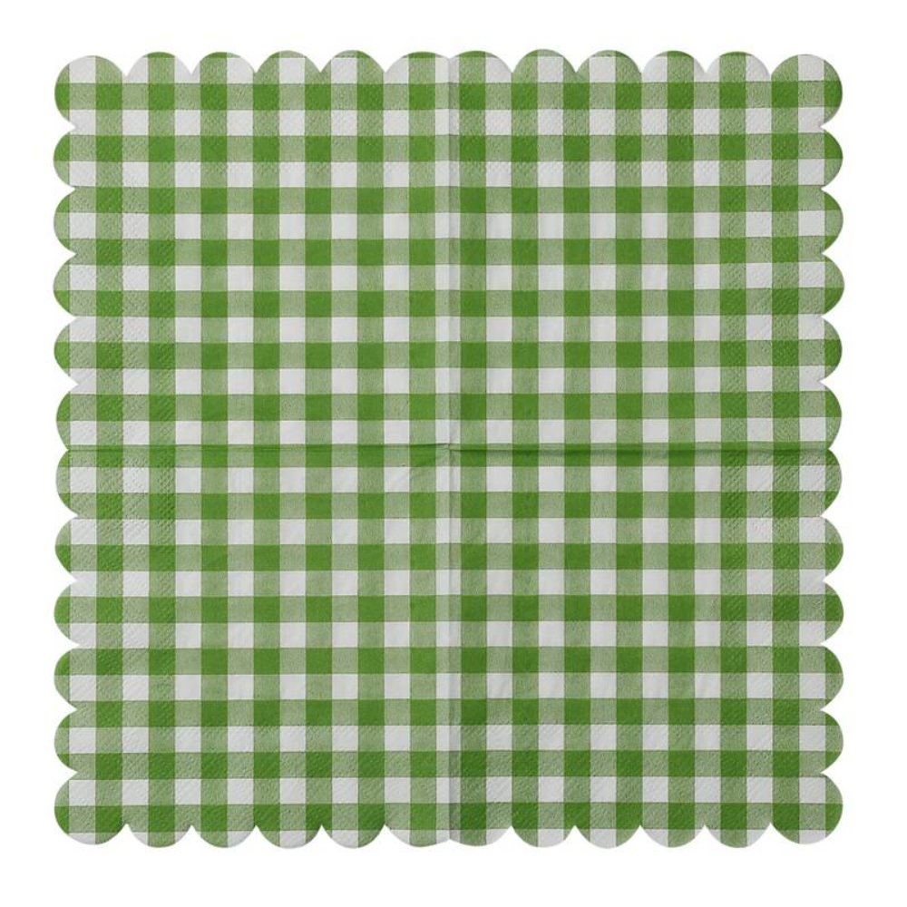 Printed Patterns Lace-Edged Green Plaid Napkins