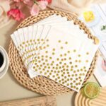 Gold Foil White Paper Napkins with Gold Foil Dots