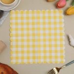 Printed Patterns Lace-Edged Yellow Plaid Napkins