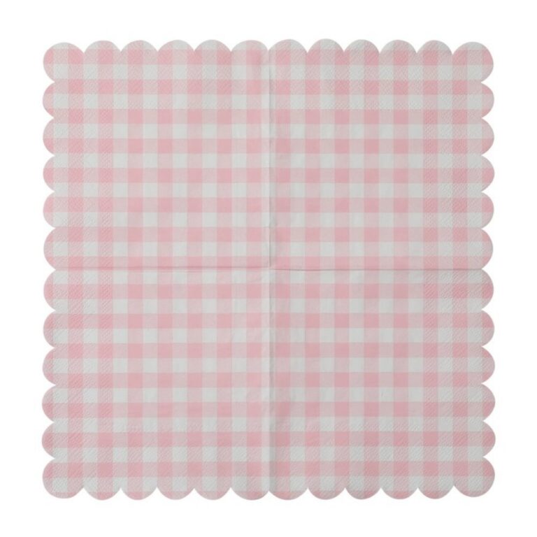 Printed Patterns Lace-Edged Pink Plaid Napkins