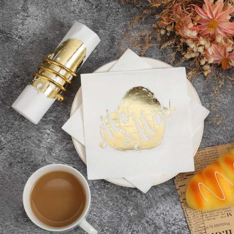 Gold Foil Romantic Gold-Stamped Heart Napkins