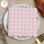 Printed Patterns Lace-Edged Pink Plaid Napkins