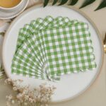Printed Patterns Lace-Edged Green Plaid Napkins