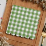 Printed Patterns Lace-Edged Green Plaid Napkins