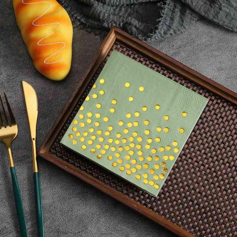 Gold Foil Gold-Dotted Colorful Paper Napkins