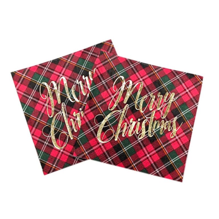 Gold Foil Christmas-Themed Red Hot-Stamped Napkins