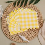 Printed Patterns Lace-Edged Yellow Plaid Napkins