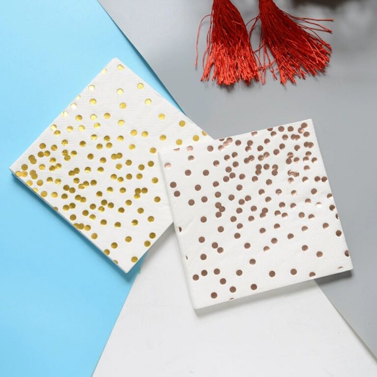 Gold Foil Polka-Dot Printed Paper Napkins