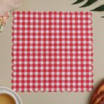 Printed Patterns Red Gingham Paper Napkins with Lace Trim