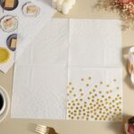 Gold Foil White Paper Napkins with Gold Foil Dots