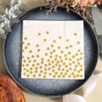 Gold Foil White Paper Napkins with Gold Foil Dots
