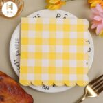 Printed Patterns Lace-Edged Yellow Plaid Napkins