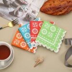 Printed Patterns Lace-Edged Colorful Printed Napkins